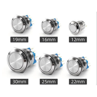 품질 bonens 19mm 스테인리스 스틸 순간적인 셀프 리셋 1NO 방수 금속 버튼 버튼 스위치 전원 LED 라이트 36V 2A 공장