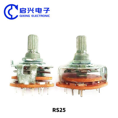 2pcs RS25 포텐시오미터 회전 밴드 스위치 3 폴 4 위치