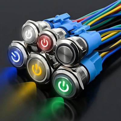 19mm 금속 반지형 버튼 스위치 3v 12V 24V 110V 220V LED 램프 조명 방수 순간적 잠금 스위치 Ri